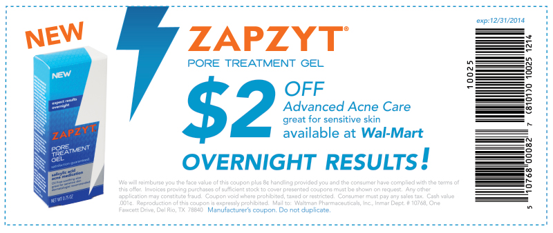 Coupon: $2 off ZAPZYT Pore Treatment Gel